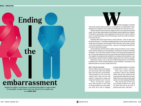 Magazine page screenshot of End the Embarrassment feature for Dare magazine